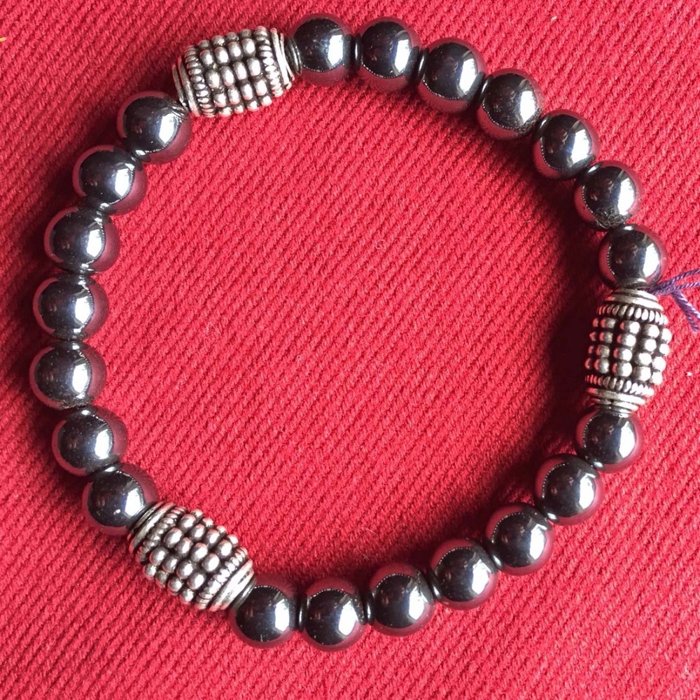 Hematite & Bali Silver Bracelet
